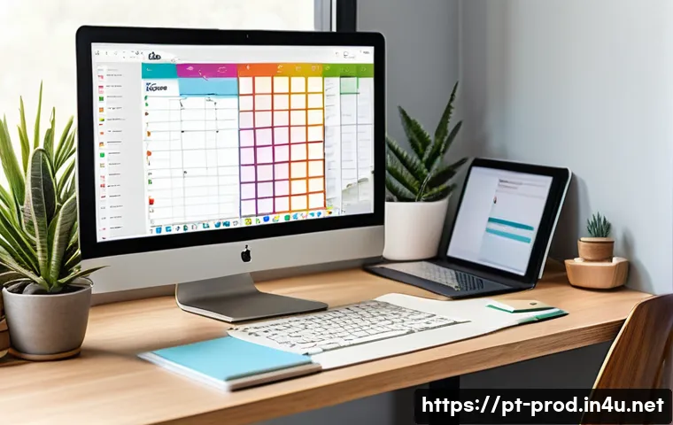 생산성과 데이터 분석 툴 추천 - A modern, bright home office setup featuring a young Brazilian professional organizing their daily t...