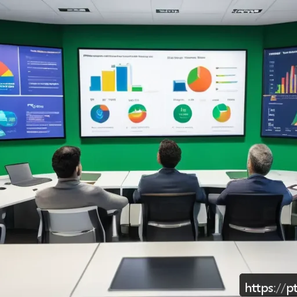 생산성과 분석과 보고서 작성 방법 - A professional office setting showing a diverse team of Brazilian business analysts gathered around ...